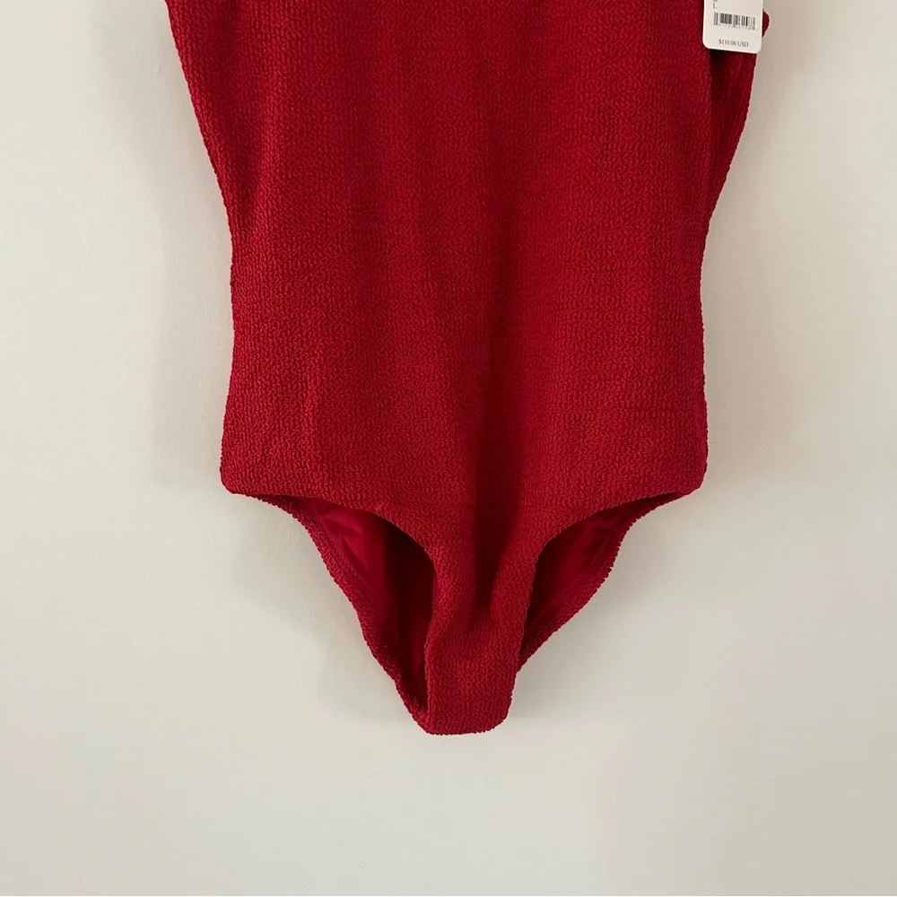 Free People Red Textured One-Piece Swimsuit